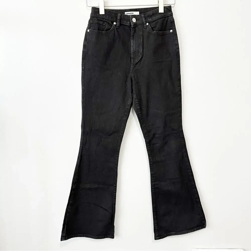 Elizabeth & James high rise flare jeans black denim size 4 27